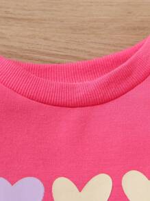 Young Girl Heart Print Sweatshirt & Sweatpants