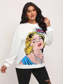 Joe McDermott 大碼圖形落肩運動衫 - 白色 - 查看 5