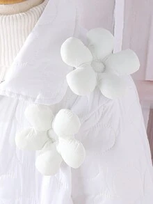 SHEIN Tween Girl Solid Button Up Coat With Hat - White - View 8