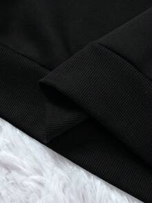 男士龍&字母圖案抽繩加絨內裏連帽衫 - 黑色 - 查看 4