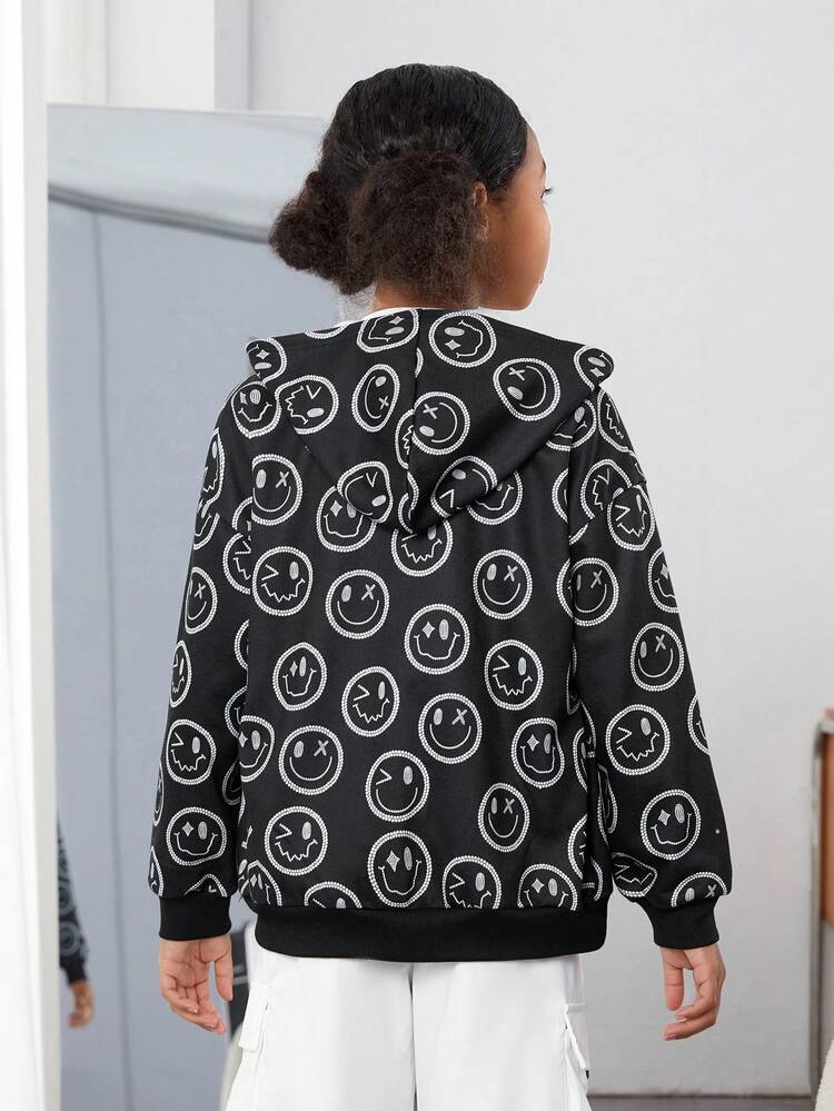 Tween Girl Allover Print Zip Up Sweatshirt