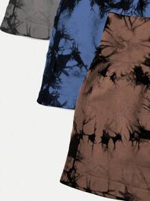 Easithlete 3入組無縫高彈性縮染運動短褲毛衣短褲