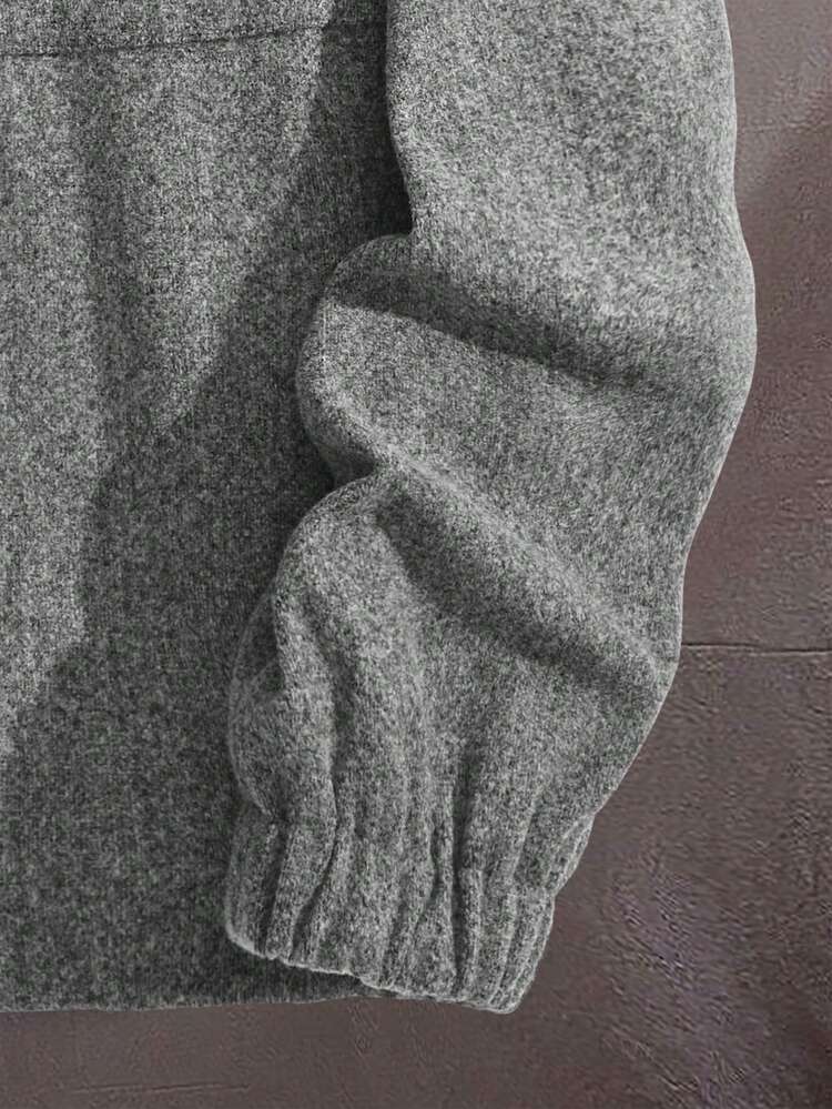 Men Flap Pocket Button Up Overcoat