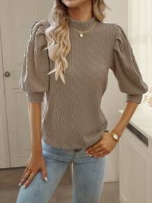 Chiquease 純色主教袖T恤 - 棕色 - 查看 4