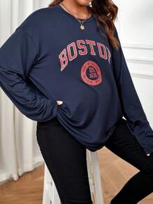 SHEIN Maternity Letter Graphic Drop Shoulder Tee - Royal Blue - View 1