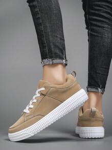 男士运动鞋、男士休闲鞋、时尚个性街头学生帅气鞋、系带男鞋、男士板鞋 - 卡其色 - 查看 5