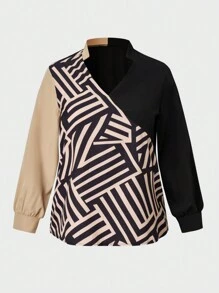 Mulvari Áo sơ mi & quần Plus Geo Print Colorblock - Nhiều màu - Xem 4