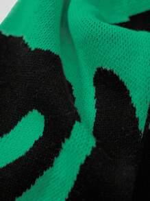 Men Graphic Pattern Drop Shoulder Sweater - Green - View 3