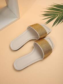 Women's Fashionable Flat Sandals - Gold - View 4