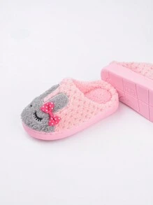 Girls' Pink Cartoon Rabbit Style Fashionable Cute Elegant Simple Comfortable Warm Casual Slippers (random Pattern) - Pink - View 5