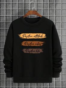 Nam Đồ họa Chữ cái Lót nhiệt Áo nỉ - màu đen - Xem 1