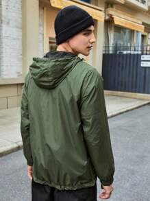 In My Nature Nam Túi có nắp Viền kéo ra áo có mũ Vỏ mềm Áo khoác - xanh quân đội - Xem 2