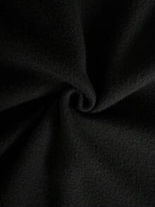 Men Plus Slogan & Cartoon Graphic Kangaroo Pocket Drawstring Thermal Hoodie - Black - View 6