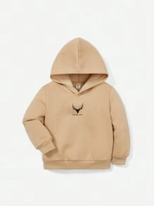 SHEIN Young Boy Slogan Graphic Thermal Sweatshirt - Khaki - View 1