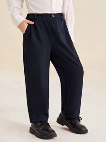 SHEIN Quần ống đứng kiểu dáng trẻ trung cho bé trai - màu nâu - Xem 4