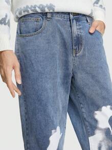 ROMWE MEN Street Life Các bạn In Bàn chải Quần legging thẳng - Màu xanh lam - Xem 4