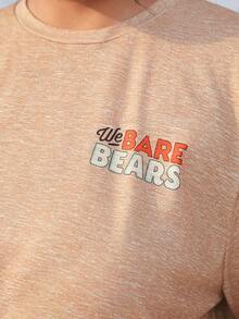 We Bare Bears X SHEIN Plus Cartoon Graphic Drop Shoulder Nightdress - Rust Brown - View 4
