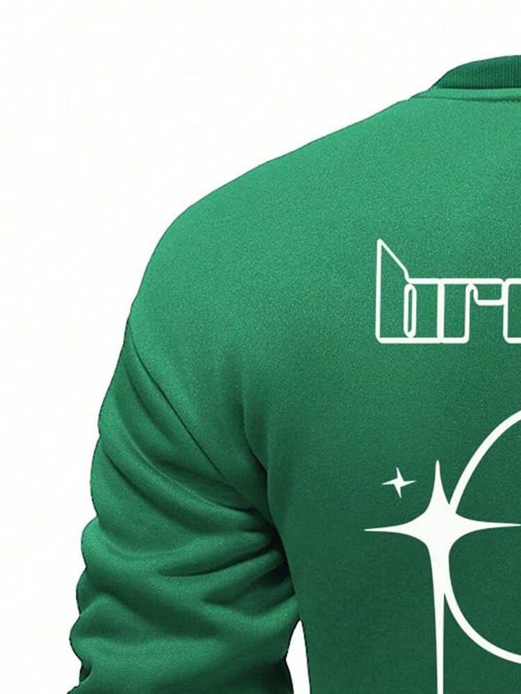 Men Star & Slogan Graphic Sweatshirt