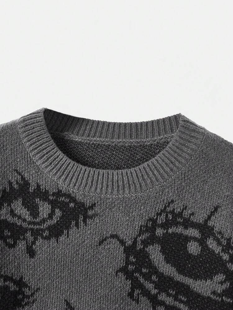 Eye Pattern Drop Shoulder Sweater