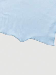 SHEIN MOD 鏤空不對稱下擺背心上衣 - 藍色 - 查看 3