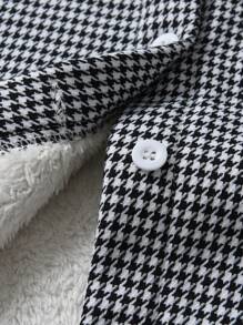 SHEIN 男小童千鳥格毛絨內襯連帽外套 - 黑與白 - 查看 6