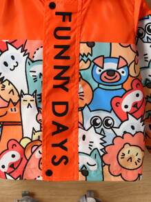 男嬰卡通和字母圖案連帽外套