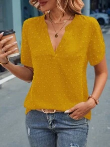 SHEIN LUNE 圓點缺口領襯衫