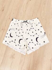 大碼星空圖案吊帶背心和短褲和褲子睡衣套裝 - 彩色 - 查看 3