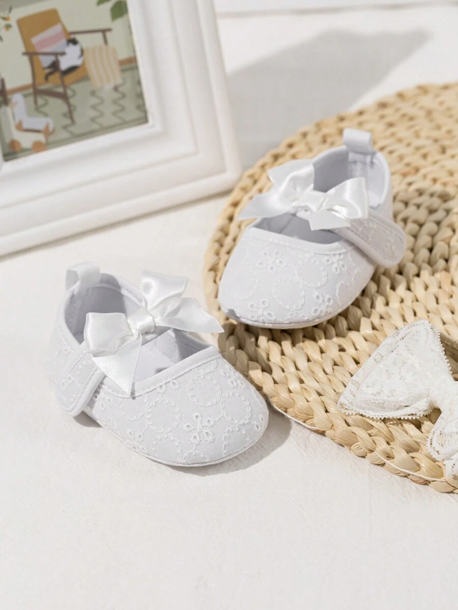 Infant Bow Decor Mary Jane Flats - White - View 1