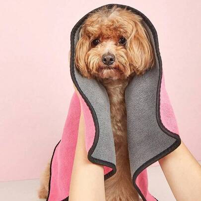 PETSIN 1入組隨機顏色超吸水超細纖維寵物浴巾，適合貓和狗