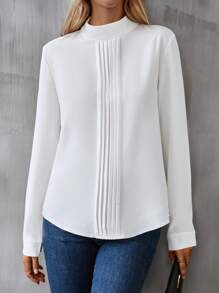 SHEIN Clasi Áo cổ giả trơn - trắng - Xem 6