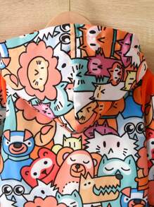 男嬰卡通和字母圖案連帽外套