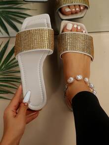 Women's Fashionable Flat Sandals - Gold - View 1