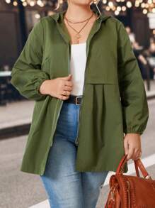 SHEIN LUNE 加拉鍊連帽外套 - 軍綠色 - 查看 4