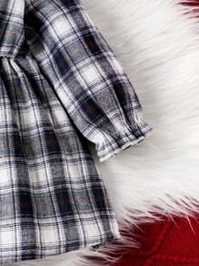Baby Girl Plaid Print Dress & Cape Coat - Red - View 5
