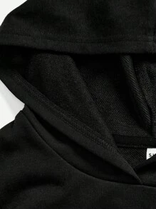 SHEIN Teen Girl Slogan & Cartoon Graphic Sweatshirt - Black - View 3