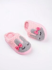 Girls' Pink Cartoon Rabbit Style Fashionable Cute Elegant Simple Comfortable Warm Casual Slippers (random Pattern) - Pink - View 7