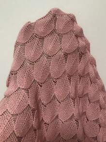 Flirla Plus Drop Shoulder Pointelle Knit Sweater Knit Pullover Fall Winter Sweater - Coral Pink - View 8