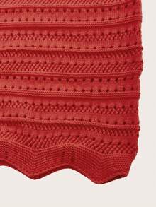 Solid Pointelle Knit Sweater Vest - Red - View 4
