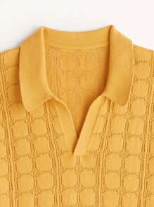 男士素色網眼針織上衣 - 黃色 - 查看 4