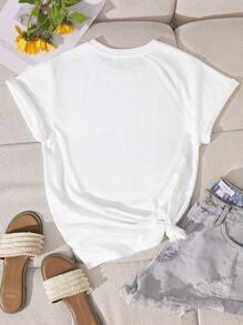 SHEIN LUNE Camiseta con estampado de figura - Blanco - Ver 2