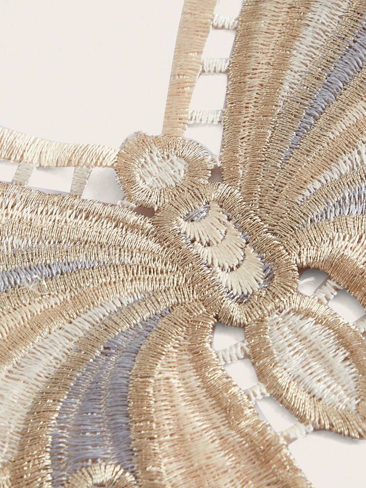 SHEIN Essnce 蝴蝶形狀交叉露背吊帶上衣 - 彩色 - 查看 3