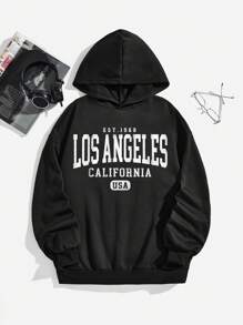 青少年男孩字母圖案連帽衫