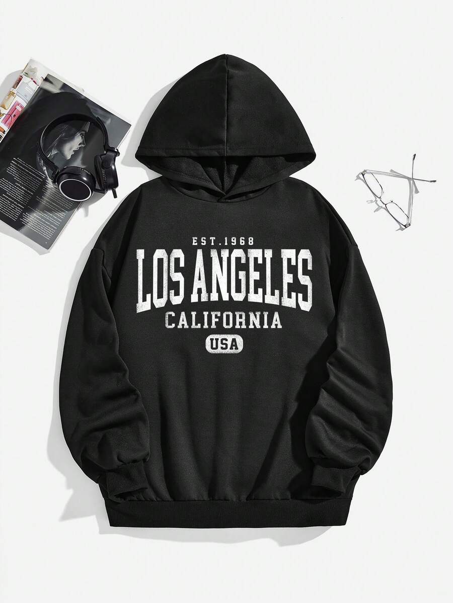 青少年男孩字母圖案連帽衫