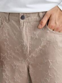 Manfinity Hypemode Men Slant Pocket Straight Leg Jeans - Khaki - View 5