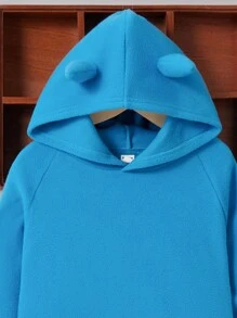 SHEIN Tween Boy Letter Patched Detail Raglan Sleeve 3D Ears Design Sweatshirt - Blue - View 4