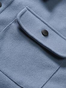 Manfinity Homme Men Button Front Flap Pocket Overcoat , Fall Winter