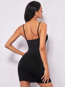 SHEIN BAE Rhinestone Detail Cami Dress - Black - View 2