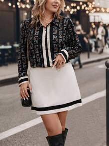 SHEIN LUNE Plus Allover Print Shirt & Skirt - Multicolor - View 3