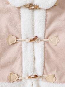 Baby Girl Brog Collar Button Front Coat - Khaki - View 6